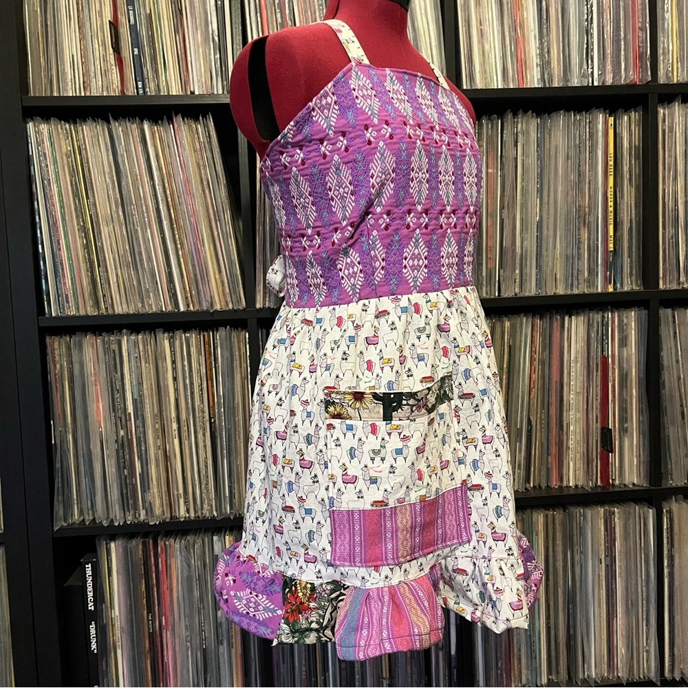 TABOOT llama apron top woven pocket corset open back festival 🦙 💜 🩷 - Picture 2 of 9